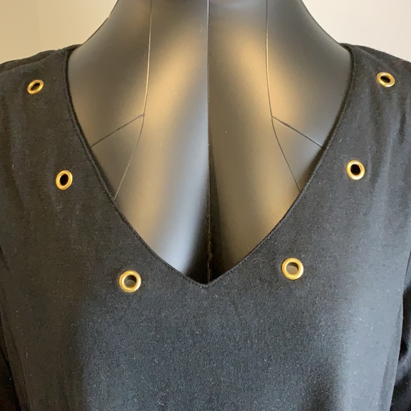 Ashley Blue Womens Top Collar Long Sleeve Gold Grommet Collar plus size XL - Picture 2 of 7